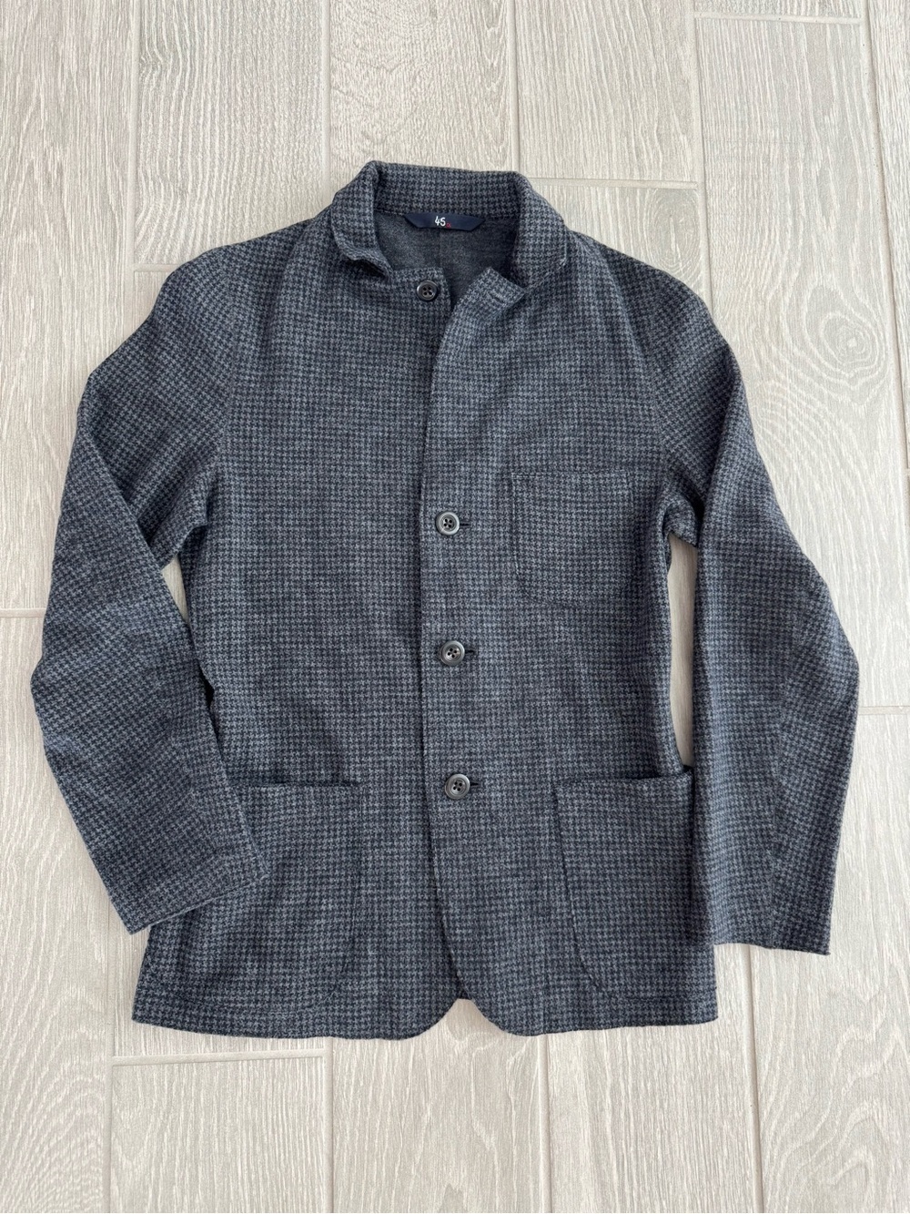 45R 45RPM 100% Wool Lightweight Houndstooth Jacket Made in Japan Size 2 VGUC